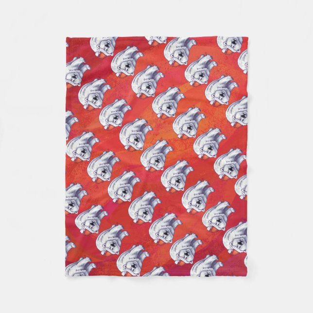 Polar Bear Christmas On Red Fleece Blanket (Front)