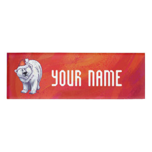 Polar Bear Christmas On Red Name Tag