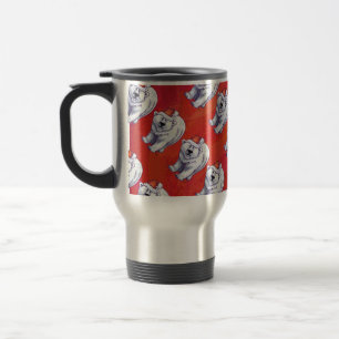 Polar Bear Christmas On Red Travel Mug