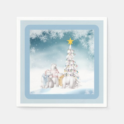 Polar Bear Christmas Paper Napkins