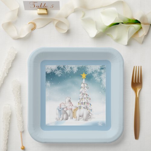 Polar Bear Christmas Paper Plates