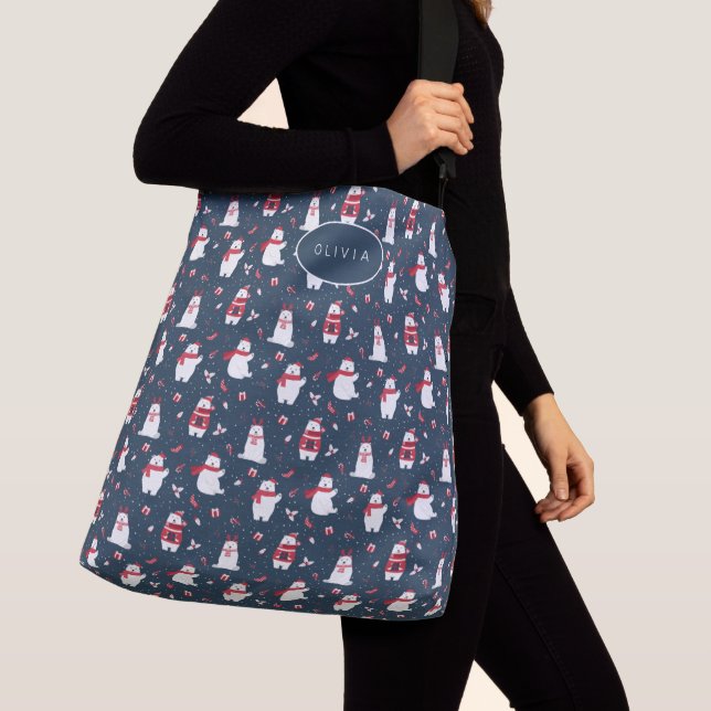 Polar Bear Christmas Pattern ID851 Crossbody Bag (Close Up)