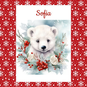 Polar Bear Christmas Personalize Name & Greeting Holiday Card