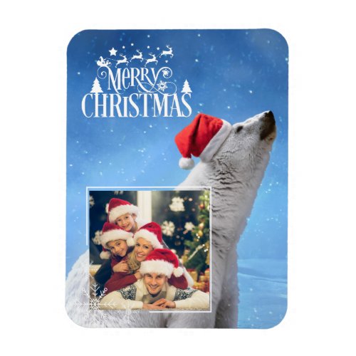 Polar Bear Christmas Photo Magnet Card
