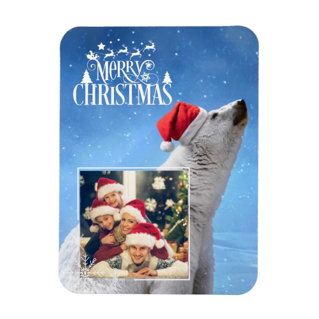 Polar Bear Christmas Photo Magnet Card (Vertical)