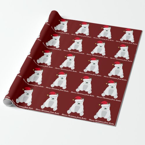 Polar Bear Christmas Red Santa Hat Cute Custom Wrapping Paper