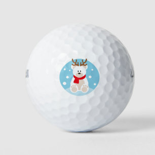 Polar Bear Christmas Reindeer Yule Winter Snow Golf Balls