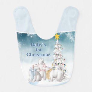 Polar Bear Christmas Reversible Baby Bib