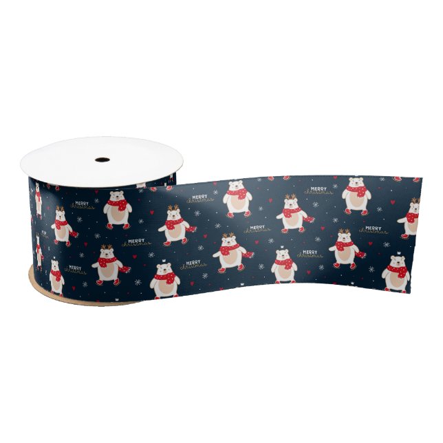 Polar Bear Christmas Satin Ribbon (Spool)
