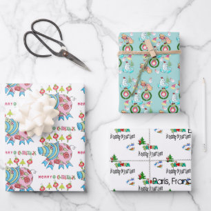 Polar Bear Christmas Sheets Wrapping Paper Pig