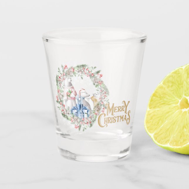 Polar Bear Christmas Shot Glass (Front)