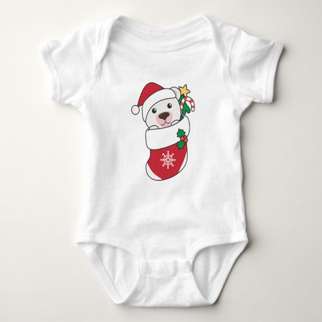 Polar Bear Christmas Snow Winter Animals Polar Baby Bodysuit (Front)