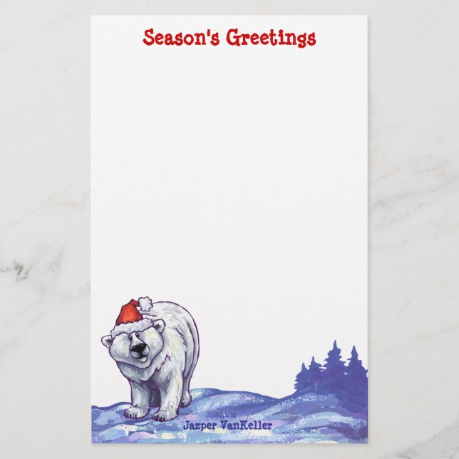 Polar Bear Christmas Stationery (Front)