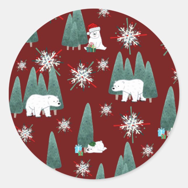 Polar Bear Christmas Sticker (Front)