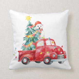 Polar Bear Christmas Throw Pillow