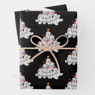 Polar Bear Christmas Tree Funny Animal Bears Wrapping Paper Sheets