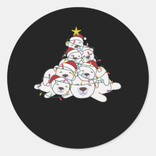 Polar Bear Christmas Tree Funny Animal Christmas Classic Round Sticker