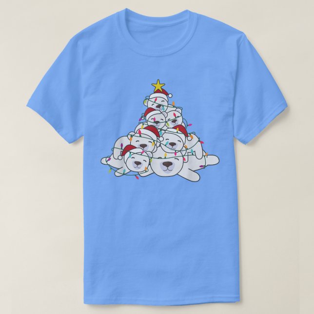 Polar Bear Christmas Tree Funny Animal Christmas P T-Shirt (Design Front)