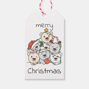 Polar Bear Christmas Tree Funny Animal Xmas Gift Tags