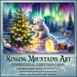 Polar Bear Christmas Tree & Igloo Inspirational Holiday Card