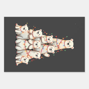 Polar Bear Christmas Tree Merry Christmas Xmas Wrapping Paper Sheets
