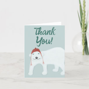 Polar Bear Christmas Winter Letterpress Thank You Card