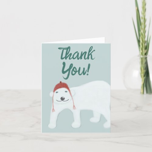 Polar Bear Christmas Winter Thank You Card