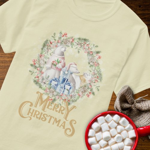 Polar Bear Christmas Wreath T_Shirt