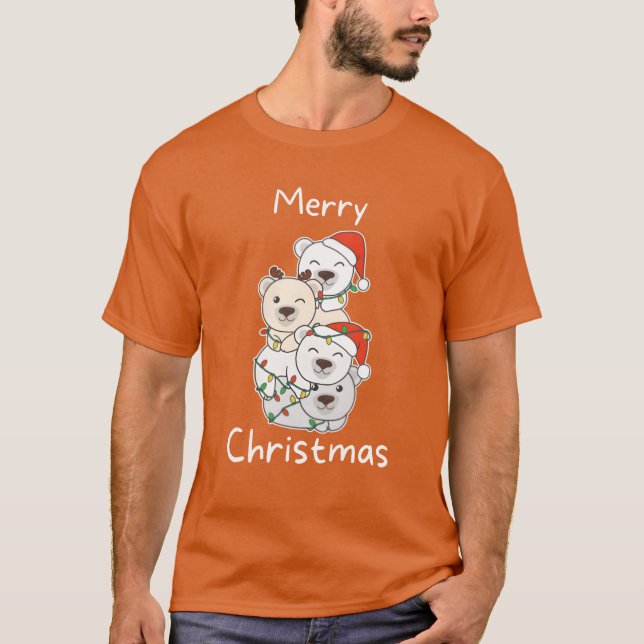 Polar Bear Christmasree Christmas Polar Bears frie T-Shirt (Front)
