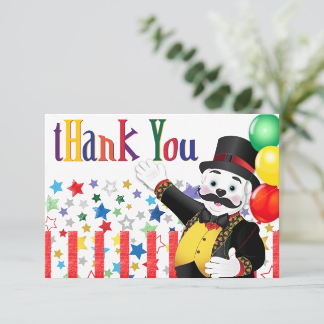 Polar Bear Circus Birthday Thank You Card (Standing Front)