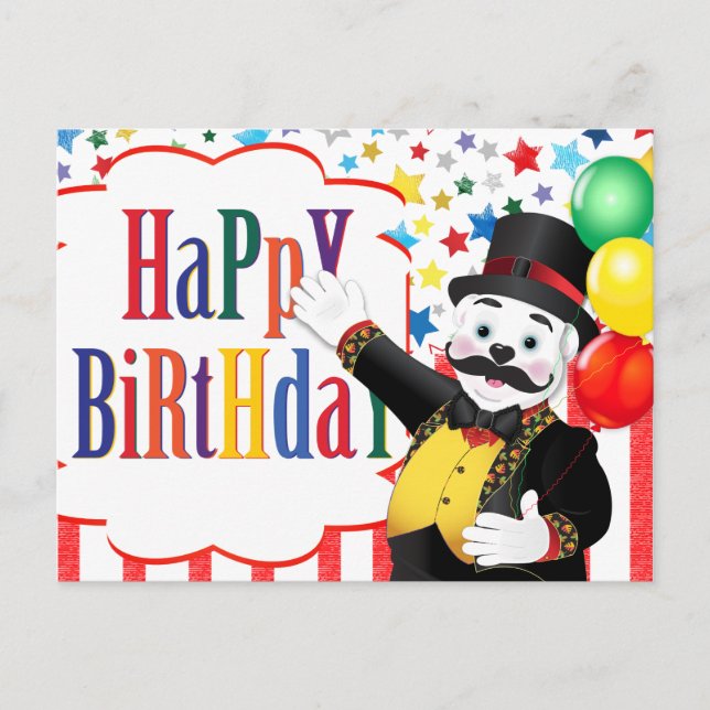 Polar Bear Circus Kids Birthday Postcard (Front)