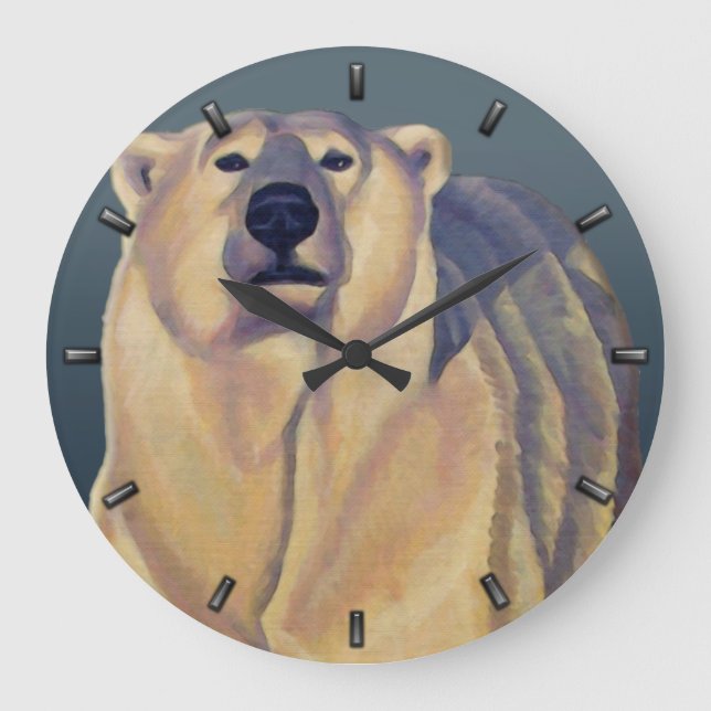Polar Bear Clock Bear Art Wall Clocks Bear Decor (Front)