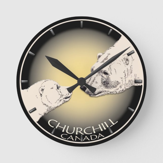 Polar Bear Clock Churchill Canada Bear Wall Clock (Front)