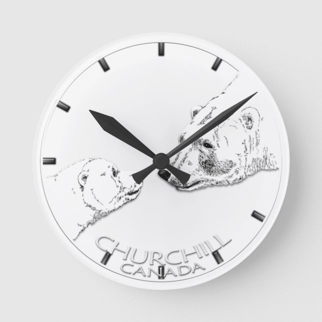 Polar Bear Clock Churchill Canada Bear Wall Clock (Front)