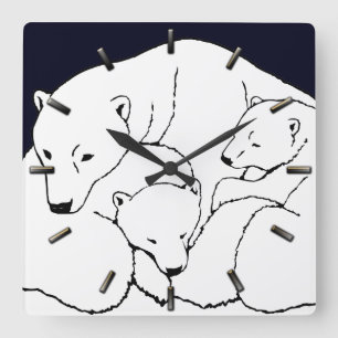 Polar Bear Clock Cool Cubs Bear Art Wall Clock