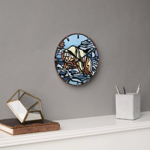 Polar Bear Clock Cool Tribal Bear Art Wall Clock