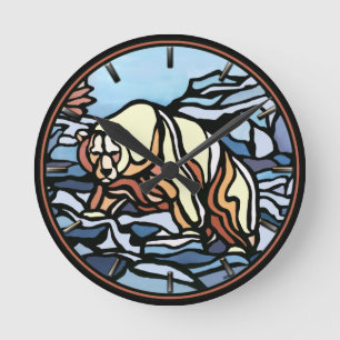 Polar Bear Clock Cool Tribal Bear Art Wall Clock