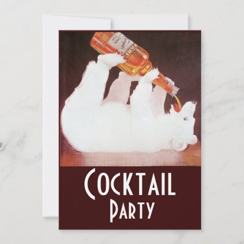 POLAR BEAR COCKTAIL PARTY white brown red Invitation