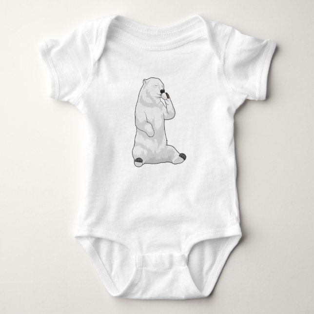 Polar bear Coffee Cup Baby Bodysuit (Front)