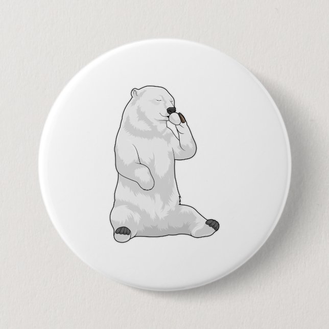 Polar bear Coffee Cup Button (Front)