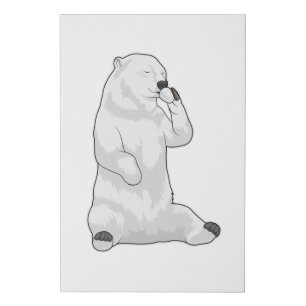 Polar bear Coffee Cup Faux Canvas Print