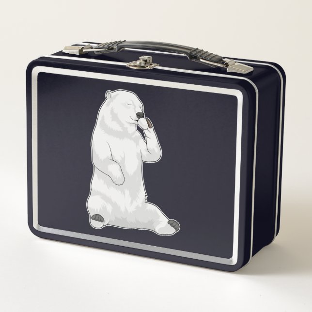 Polar bear Coffee Cup Metal Lunch Box (Front)