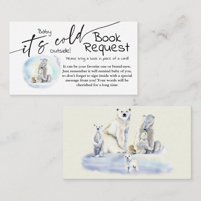 Polar Bear Cold Outside Book for Baby Shower Game Enclosure Card (Front/Back)