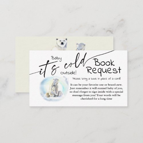 Polar Bear Cold Outside Book for Baby Shower Game Enclosure Card