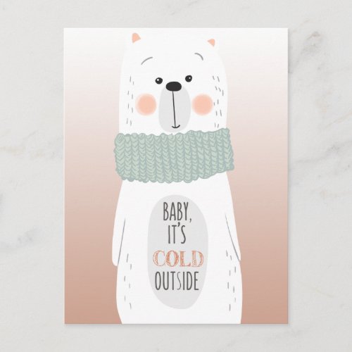 Polar bear _ Cold outside _ Fun Christmas Holiday Postcard