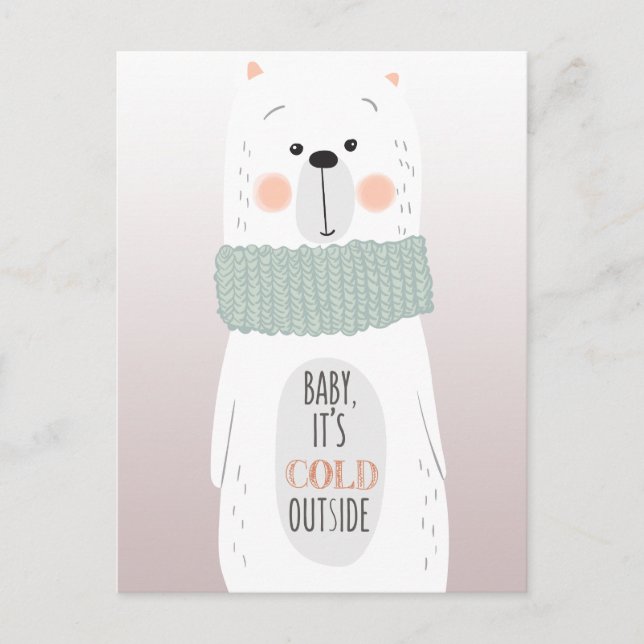 Polar bear - Cold outside - Fun Christmas postcard (Front)