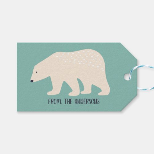 Polar Bear Cool Ivory and Mint Green Holiday Gift Tags