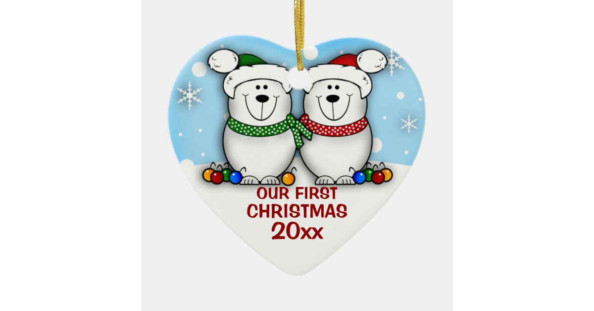polar bear couple first christmas ornament zazzle com
