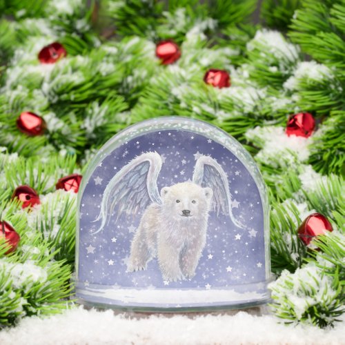 Polar Bear Cub Angel Art by Molly Harrison Snow Globe