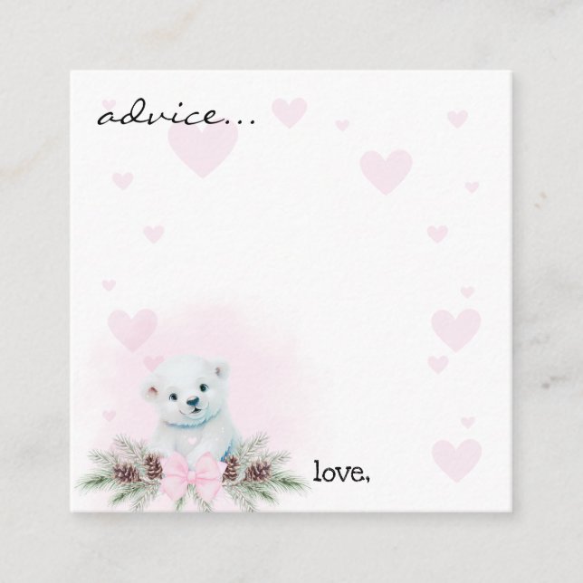 Polar Bear Cub Baby Shower Advice for Mommy Cards (Front)